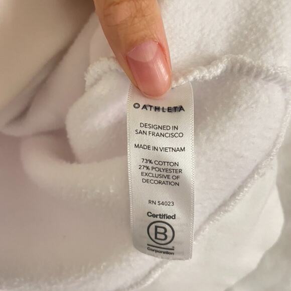 Athleta Sweatshirt Women's XXS Limitless Graphic White Sweatshirt Cotton Blend - Picture 5 of 8